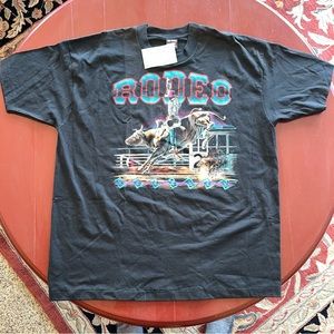 Vintage 1990s RagTop Rodeo Bull Rider 
New with Tags Black Graphic T Shirt!